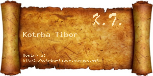 Kotrba Tibor névjegykártya